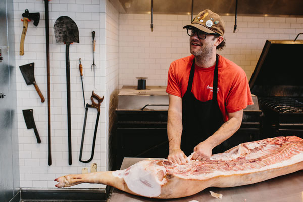 Elliott Moss of Buxton Hall Barbeque in Asheville, NC. Photo by Andrew Thomas Lee