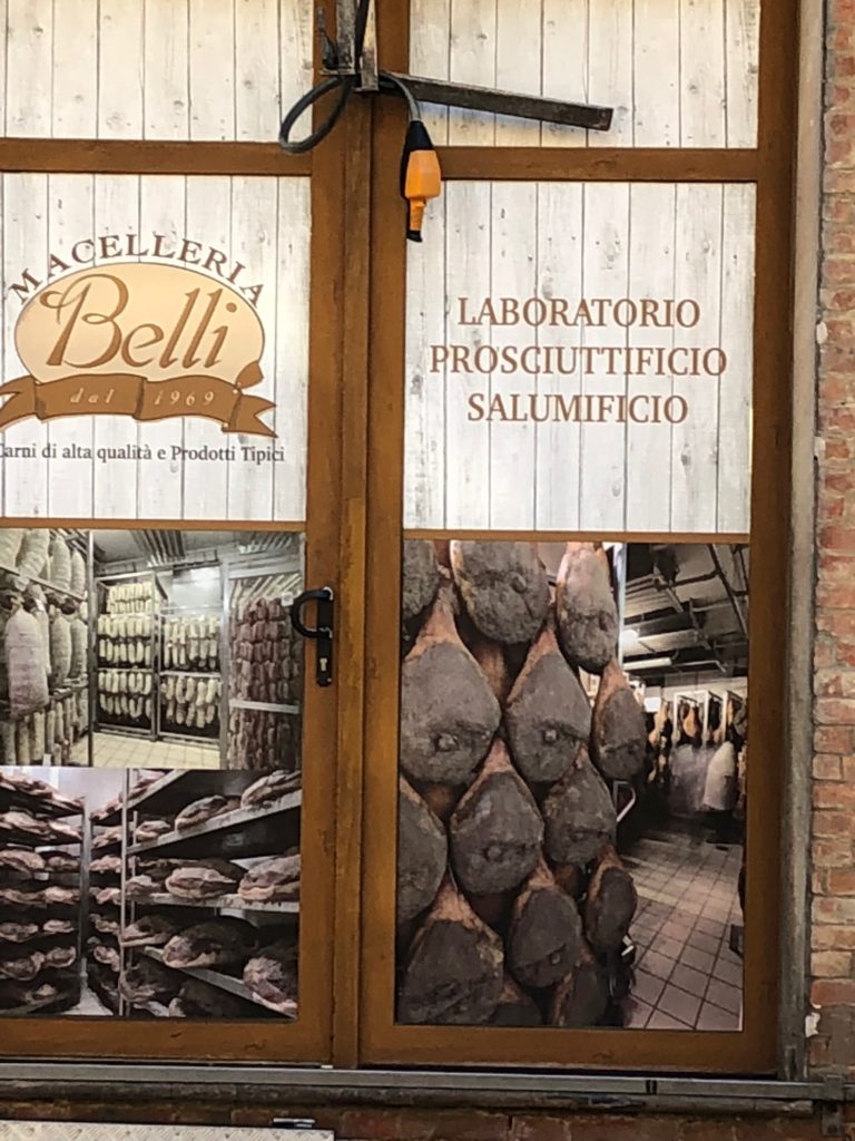 Macelleria Belli storefront in Torrita di Siena, Italy