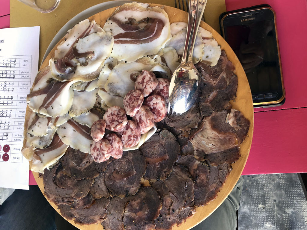 Meat and charcuterie dishes at Tenuta di Paganico 