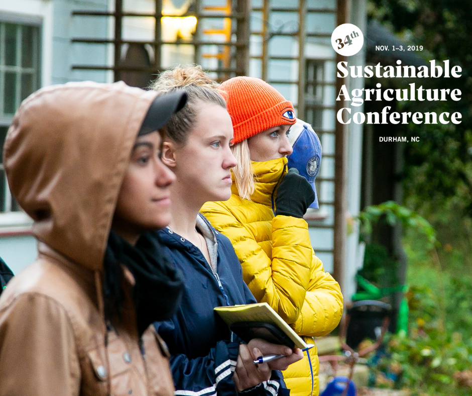 Three women attending the 2018 Sustainable Agriculture Conference
