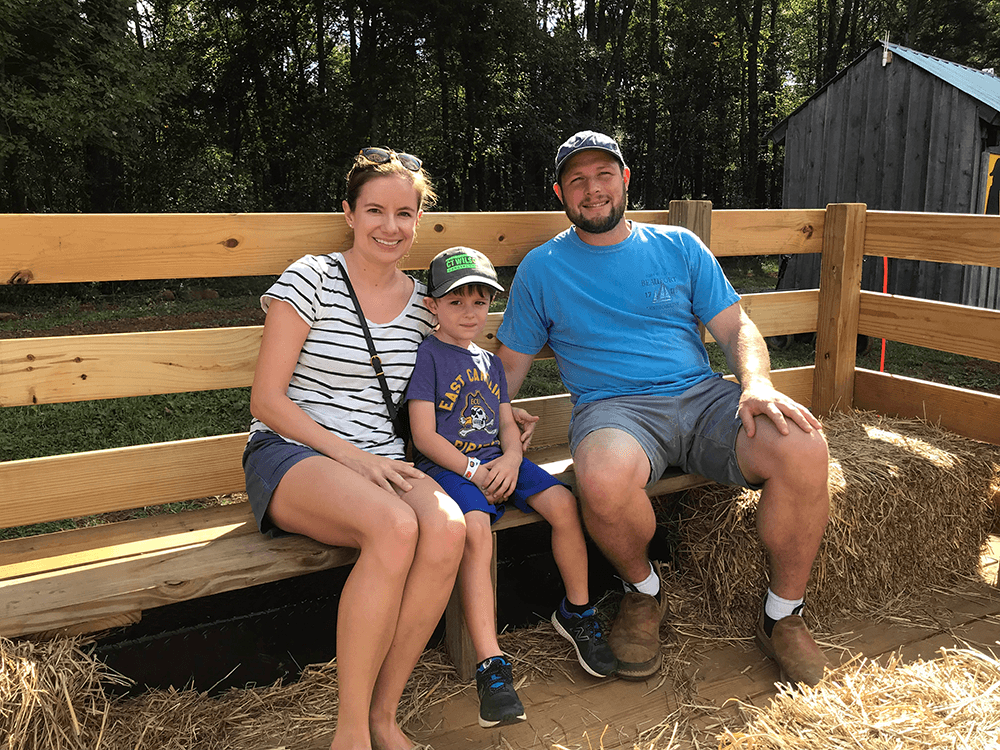 Marianna Spence and her family on a farm