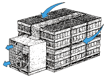 Graphic of air flowing through a forced air cooling unit